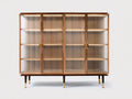 Estanterías madera y vidrio 180x42x150 cm - marrón nogal - diseño decorativo con puertas de vidrio