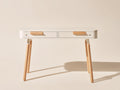 Mesas de oficina madera 120x55x76 cm - blanco crema-madera natural - diseño moderno con cajones
