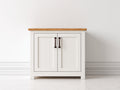 Aparador de madera con 2 puertas 110x42x90 cm - blanco y madera natural - estilo rústico para comedor