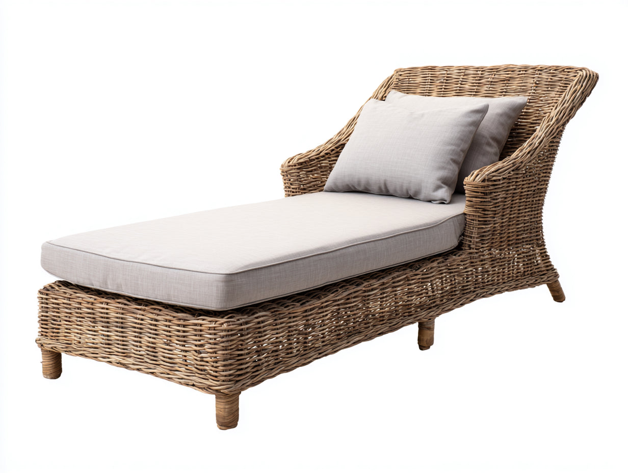 Tumbonas de jardín ratán y tela 185x78x92 cm - Marrón-Beige - Diseño relajante