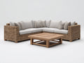 Sofás de exterior 260x260x75 cm - ratán natural y mesa de madera - diseño modular para jardín