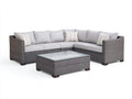 Sofás de exterior 260x260x78 cm de ratán y cristal - gris - estilo moderno con mesa
