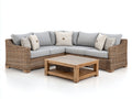 Sofás de exterior de ratán 280x280x76 cm - beige-gris-madera - conjunto esquinero con mesa