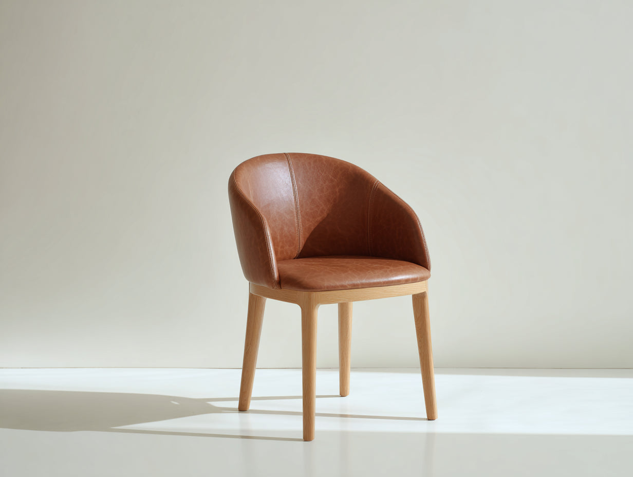 Sillas de comedor de piel sintética y madera 58x55x78 cm - marrón - diseño moderno para comedor