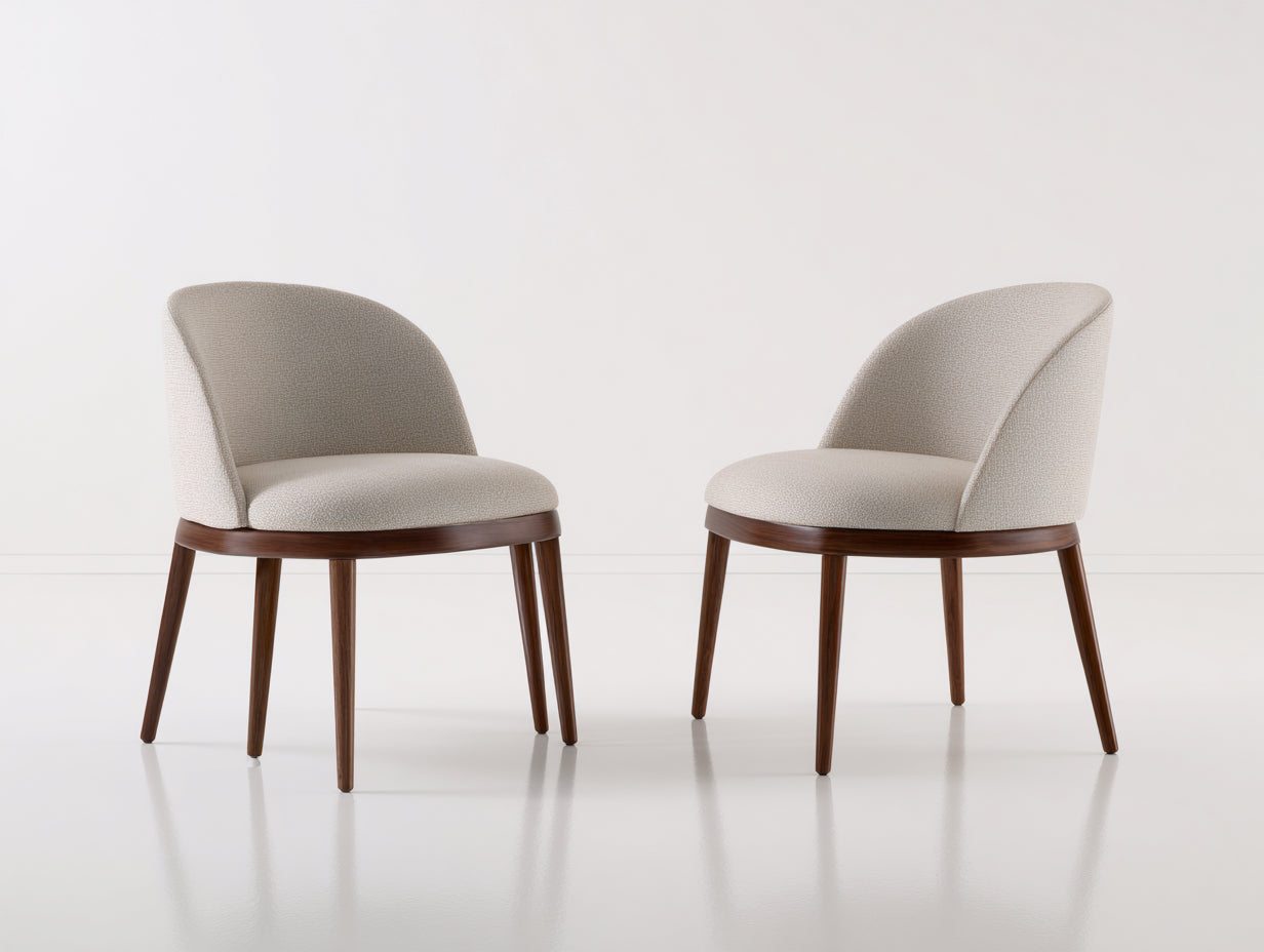 Sillas de comedor 58x56x78 cm de tela y madera - beige-marrón - estilo moderno para comedor