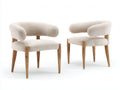Sillas de comedor 58x56x78 cm - tapizado beige y patas de madera natural - diseño moderno para comedor