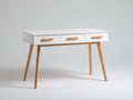 Mesas de oficina 120x55x78 cm - tablero blanco y patas de madera natural - diseño moderno para despacho