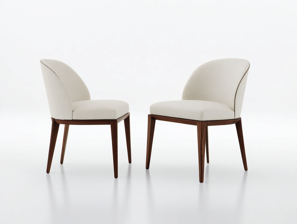 Sillas de comedor 52x55x82 cm - tapizado beige y patas de madera marrón - diseño moderno para comedor
