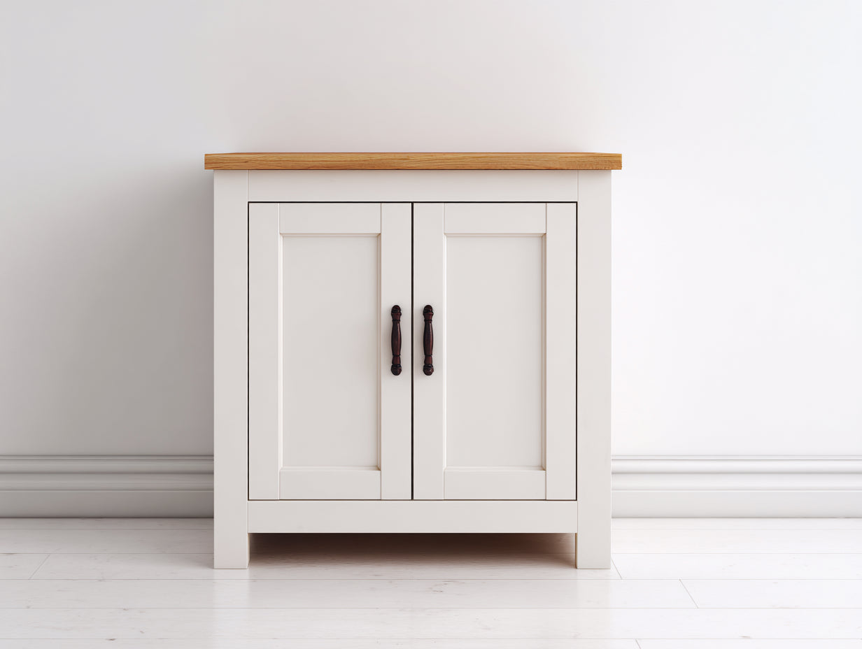 Aparadores 90x40x85 cm de madera - blanco-marrón - estilo rústico con 2 puertas
