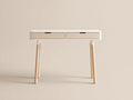 Mesas de oficina 120x55x78 cm de madera - blanco-marrón - estilo nórdico con 2 cajones