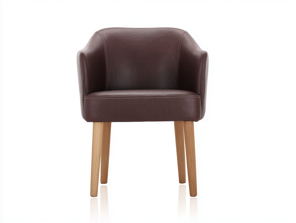 Silla de comedor tapizada 58x60x80 cm - marrón-madera - diseño moderno con reposabrazos