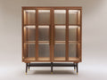 Estanterías 120x42x155 cm de madera y cristal - marrón-dorado - estilo moderno con puertas
