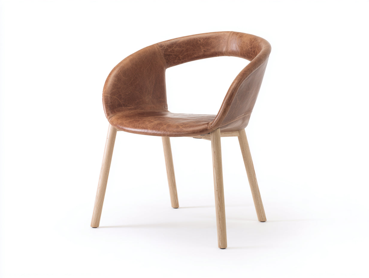 Sillas de comedor tapizada en piel sintética 61x58x78 cm - marrón para comedor - respaldo curvo