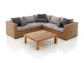 Sofás de exterior 260x260x78 cm de ratán y madera - marrón-gris - estilo moderno con mesa