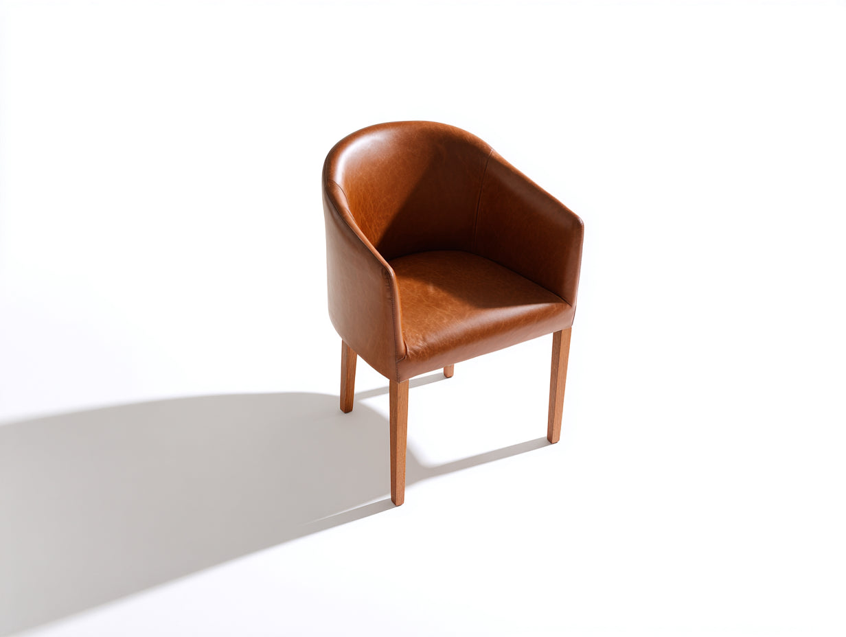 Sillas de comedor madera y cuero sintético 56x58x82 cm - Marrón - Estilo elegante