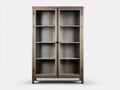 Estanterías 90x38x160 cm - madera gris marrón y puertas de vidrio - diseño rústico para salón
