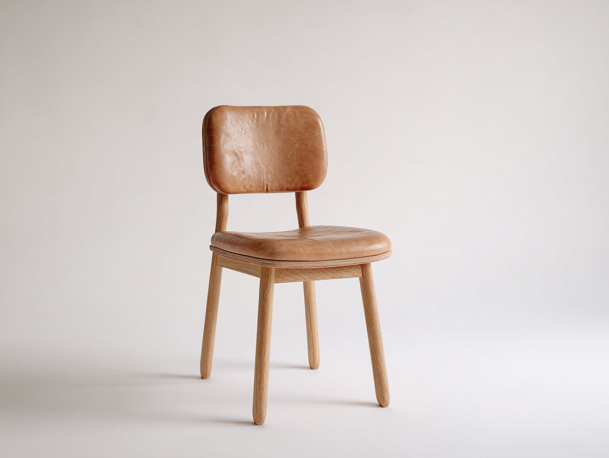 Sillas de comedor madera y cuero sintético 48x55x82 cm - Marrón - Estilo moderno