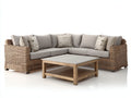 Sofás de exterior ratán y madera 280x280x78 cm - Beige-Gris-Marrón - Con mesa