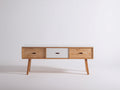 Mesas de oficina de madera con 3 cajones 125x48x76 cm - blanco y madera natural - diseño nórdico para oficina
