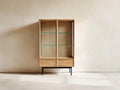 Estanterías 90x40x180 cm de madera y cristal - marrón-negro - estilo moderno con 2 cajones