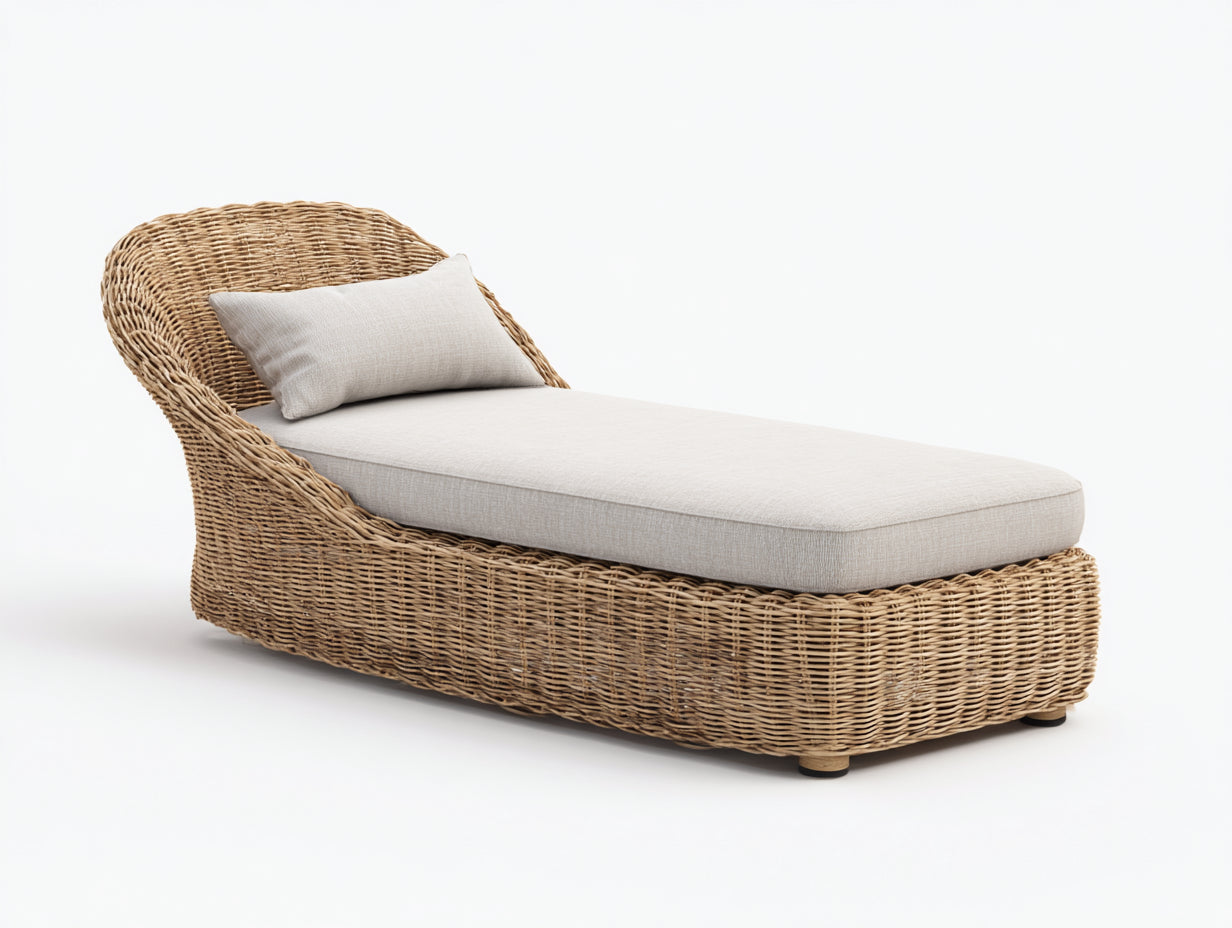 Tumbonas de jardín 190x78x82 cm de ratán sintético - beige - diseño relajante para jardín y terraza